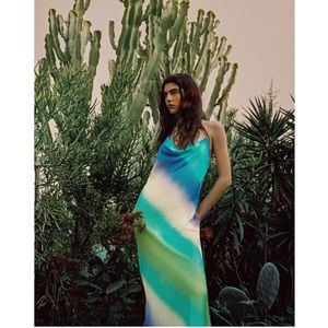 Tie dye satin effect dress